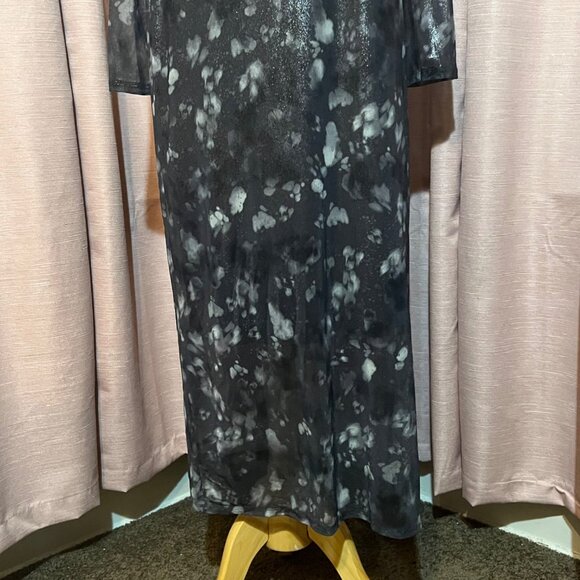 NWT Bar III Alexa Dye Women XL Black Gray Metallic Sheer Maxi Dress Career - Picture 4 of 16